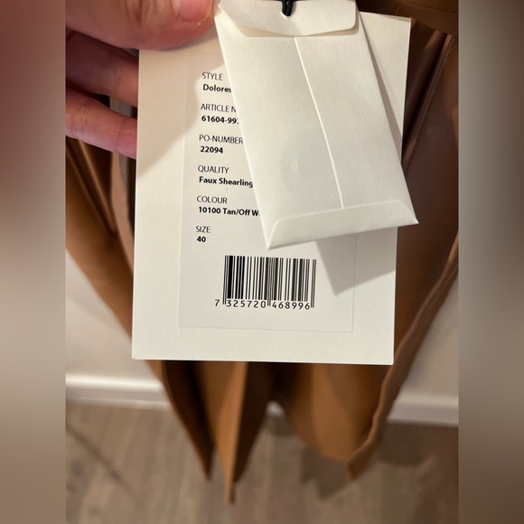 STAND STUDIO Tan Dolores Belted Shearling Coat Size 8 - Picture 4 of 13